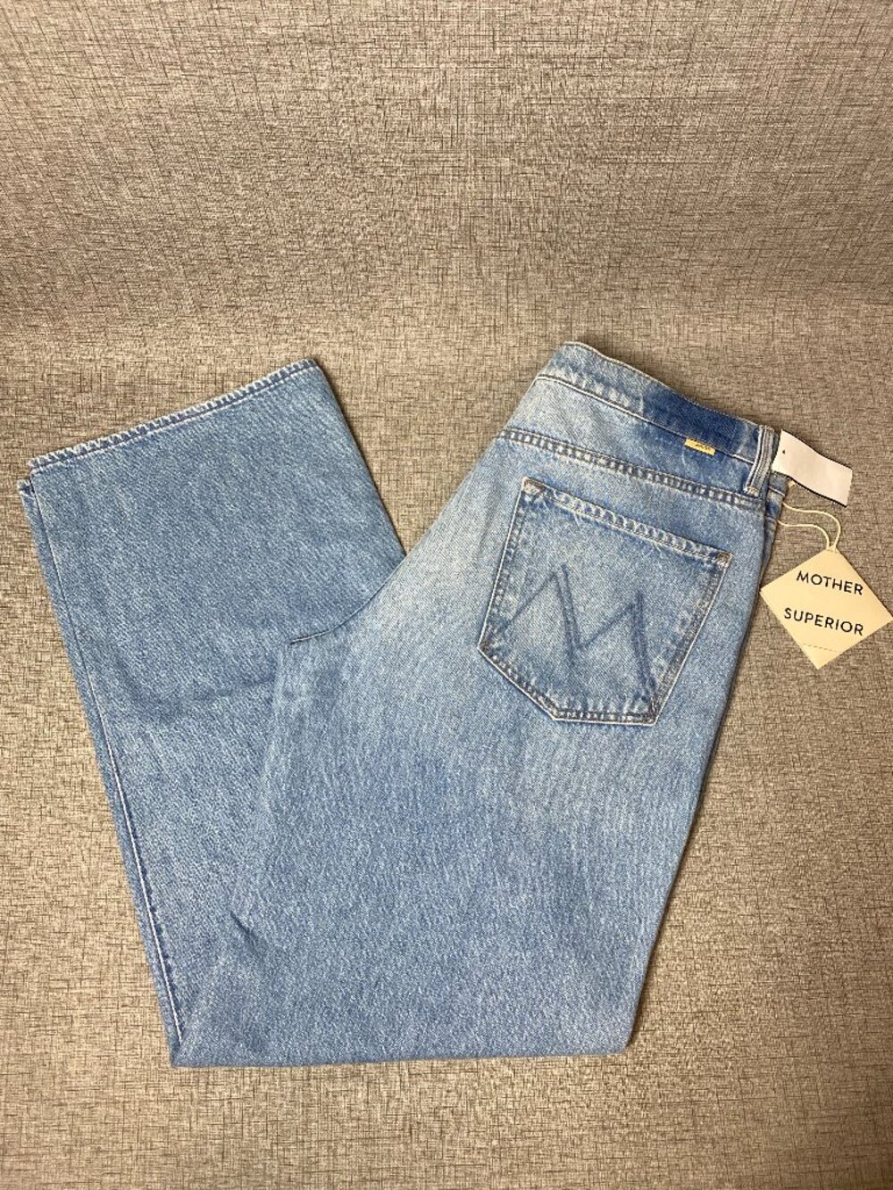 NEW $248 Mother Jeans The Dodger Button Hover Cuff Funk N’ Flair Blue sz 32